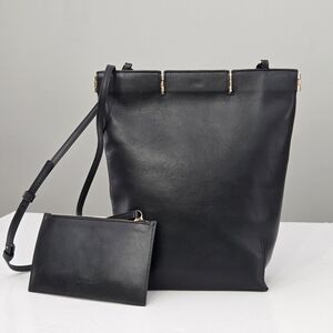 PETER DO HINGED LEATHER BAG - BLACK